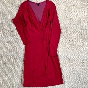 Ann Taylor Red Faux Wrap Dress